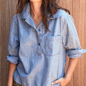 Outerknown Chambray Lunar Popover Blue Denim Shirt Women’s Medium